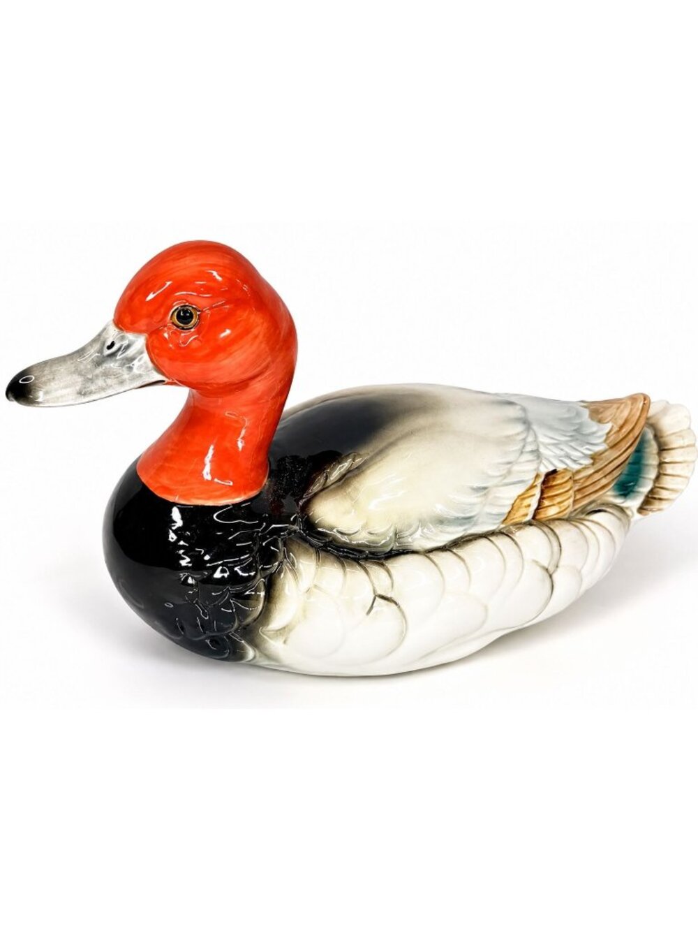 Vintage Andrea by Sadek Ceramic Redhead Duck Figurine Hand Painted Decorative